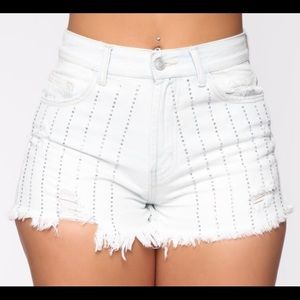 Rhine stone ripped jean shorts